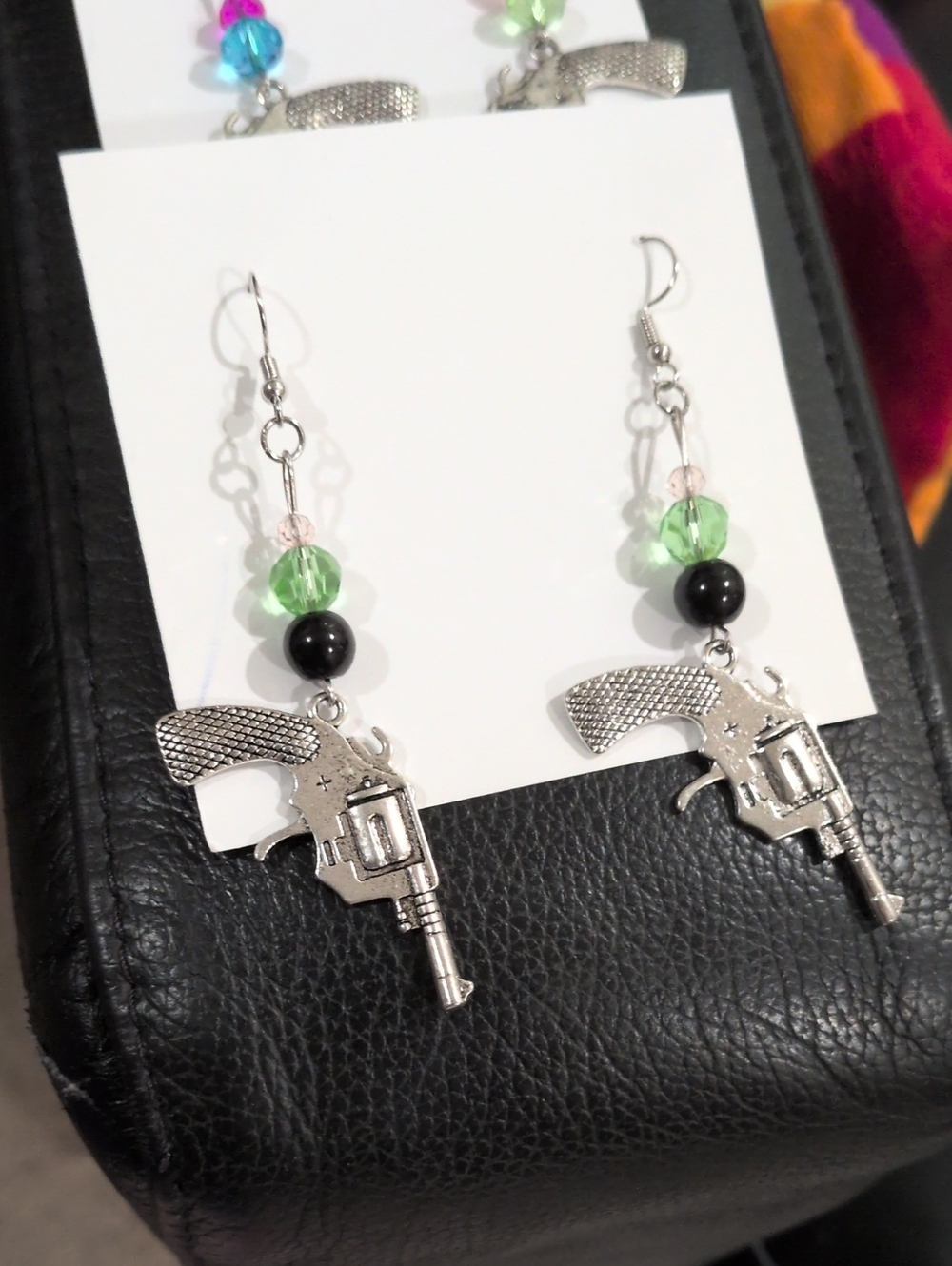 Stainless Steel  Heart Chakra Gun Earrings